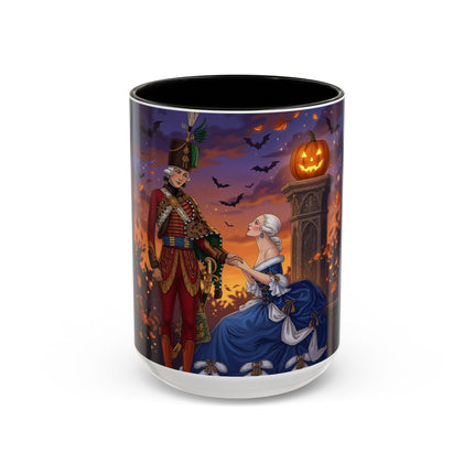 🎃💙 The Pumpkin Lantern Courtship Colorful Mug – Romantic Halloween Elegance