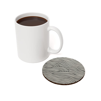Wave Pattern on White Cork Back Coaster