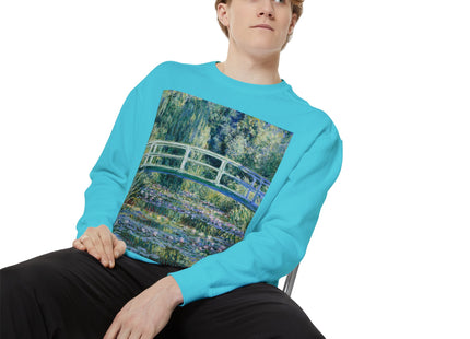 Water Lilies and Japanese Bridge by Claude Monet Unisex Garment-Dyed Sweatshirt