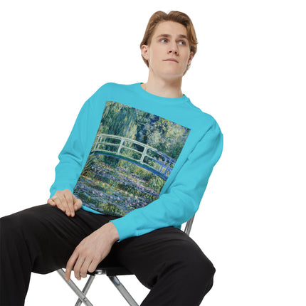 Water Lilies and Japanese Bridge by Claude Monet Unisex Garment-Dyed Sweatshirt
