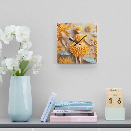 Dandelion Fairy Acrylic Wall Clock, Round and Square
