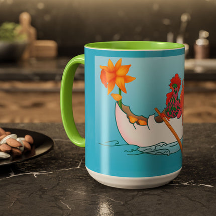 A Rooster's Seafaring Adventure Colorful Mugs, 11oz