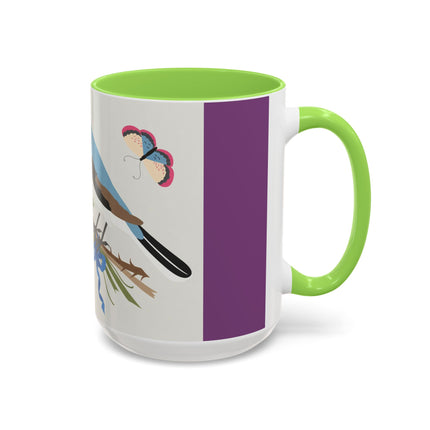 Bluebird & Butterfly Colorful Mugs – Spring Harmony & Delicate Beauty