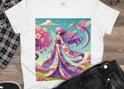 Petals in the Wind: The Kimono Fairy and the Sky Dragon Cotton Tee