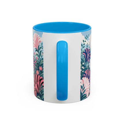 🌸🦋 The Enchanted Pink Blossom Retreat Colorful Mug – Art Deco Floral Whimsy