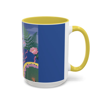 The Lady Of The Garden Stroll Colorful Mugs – Art Deco Botanical Elegance