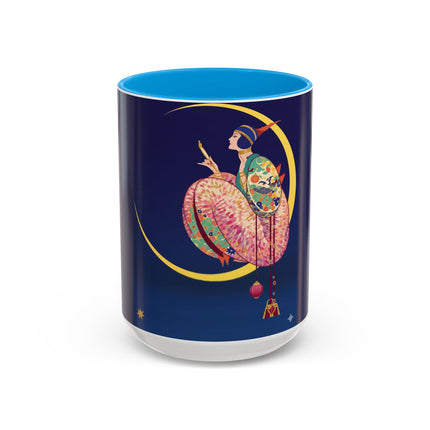 Moonlit Reflections Colorful Mug (11oz, 15oz) – Celestial Elegance, Art Deco Beauty & Dreamy Style