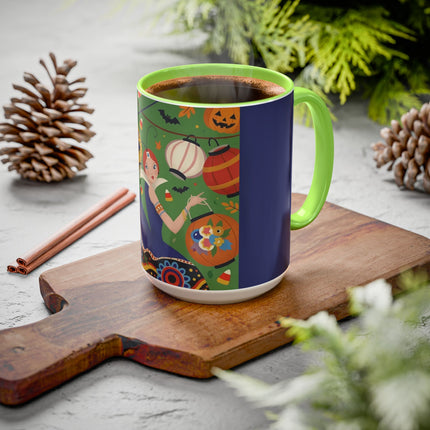 🏮🎃 The Lady Of Halloween Lanterns Colorful Mug – Colorful Art Deco Halloween Charm