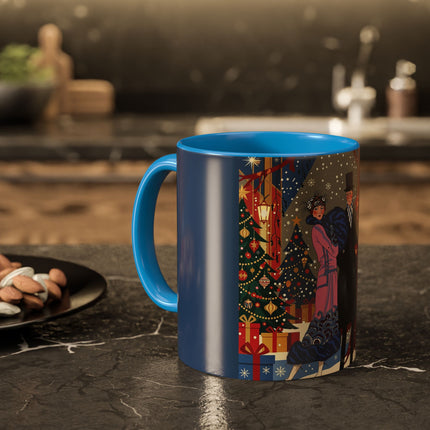 🎩🎄 Christmas Eve Promenade Colorful Mug – Art Deco Holiday Elegance