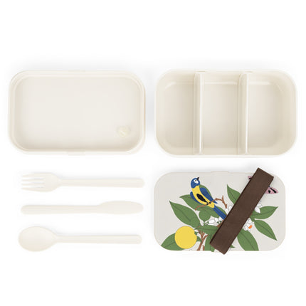 Blue Tit & Butterfly Bento Lunch Box – Elegant Charm & Springtime Grace