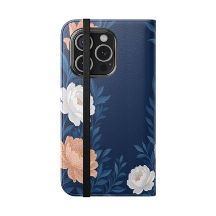 🌙🌸 The Lady Of The Moonlit Flowers Flip Case – Art Deco Floral Reverie