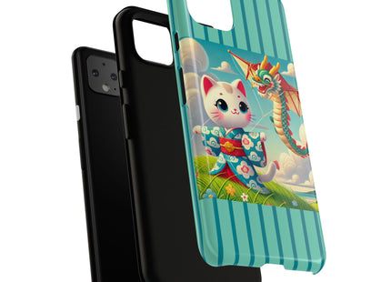 Geisha Kitten and the Dragon Kite Phone Cases