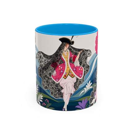 🌸🎀 The Pink Lace Garden Promenade Colorful Mug – Art Deco Fashion Elegance