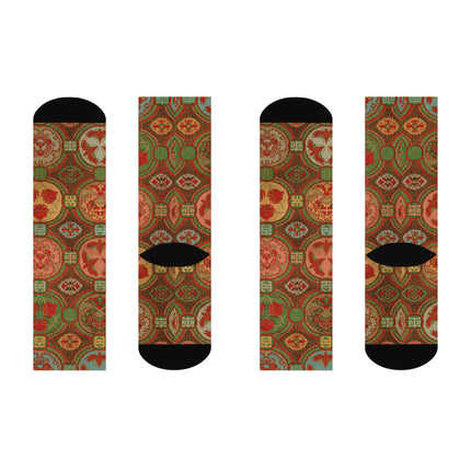 Japanese Fan Pattern by G.A. Audsley Cushioned Crew Socks
