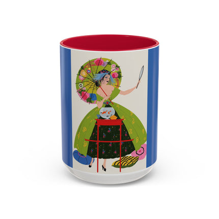 Lady with the Golden Fish Colorful Mugs – Whimsical Fashion & Playful Fantasy