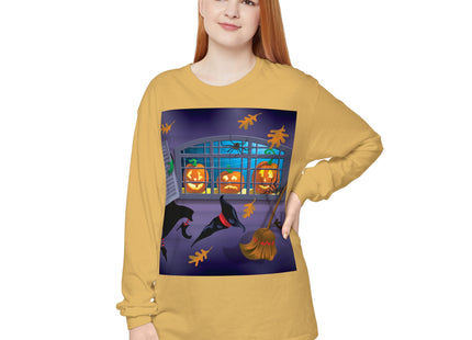 Whimsical Halloween Mischief Unisex Garment-dyed Long Sleeve T-Shirt