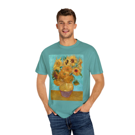Vase with Twelve Sunflowers by Vincent van Gogh Unisex Garment-Dyed T-shirt