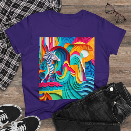 Surfing Zebra Women's Midweight Cotton Tee