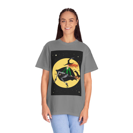 A Witch’s Moonlit Flight Unisex Garment-Dyed T-shirt