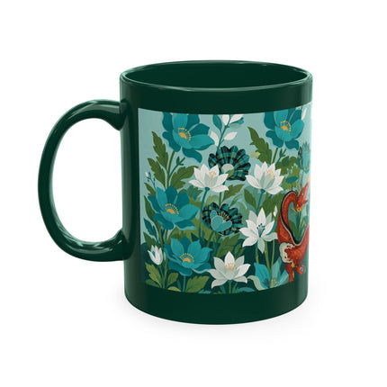 🐉🌿 The Lady & The Garden Dragon Ceramic Mug – Art Deco Botanical Whimsy