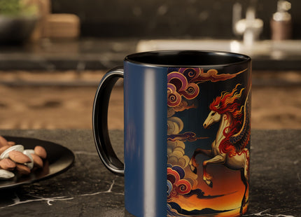 Flame-Winged Horse at Sunset Colorful Mugs (11oz, 15oz)