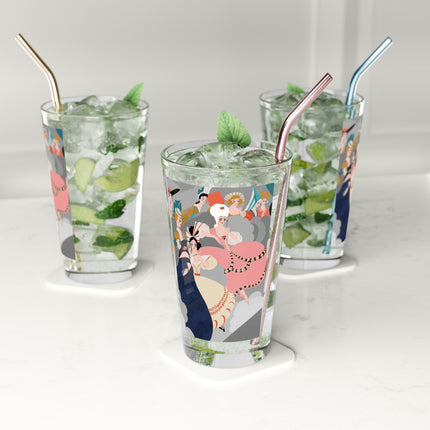 Celestial Masquerade Pint Glass – Theatrical Elegance & Floating Whimsy