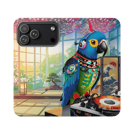 🎧🦜 Parrot DJ Flip Case – Neon Beats & Cyber Groove