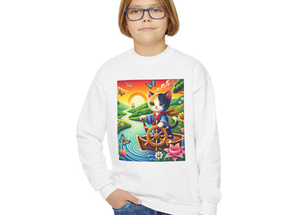 Sailor Kitten’s River Adventure Youth Crewneck Sweatshirt