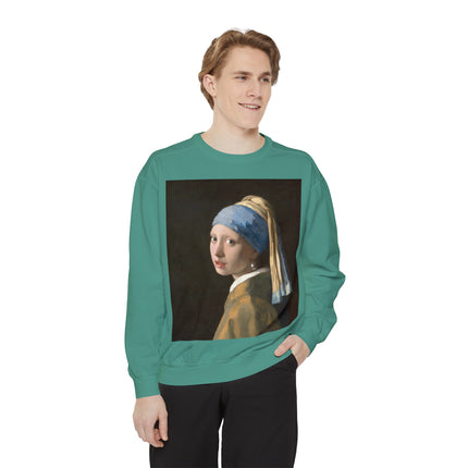 Girl with a Pearl Earring by Johannes Vermeer Unisex Garment-Dyed Sweatshirt