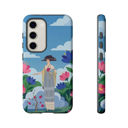 🌸🎩 The Lady Of The Grand Flower Garden Phone Case – Art Deco Fashion Illustration