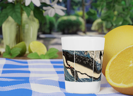 Miyamoto no Musashi Attacking the Giant Whale by Utagawa Kuniyoshi Ceramic Shot Glass