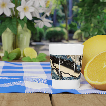Miyamoto no Musashi Attacking the Giant Whale by Utagawa Kuniyoshi Ceramic Shot Glass