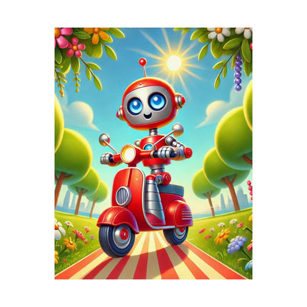 🤖🌿 The Traveling Robot Matte Vertical Poster – Adventure, Curiosity & Playful Discovery