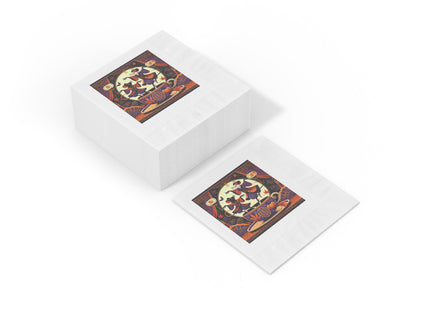Theatrical Halloween Kabuki Mice White Coined Napkins