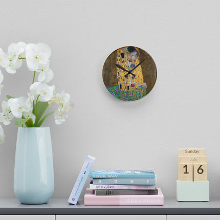 The Kiss by Gustav Klimt Acrylic Wall Clock, Round and Square