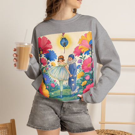 🌸🏮 The Lantern Garden Stroll Crewneck Sweatshirt – Art Deco Floral Whimsy