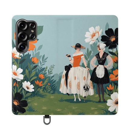 🌼🖤 The Ladies Of The Garden Promenade Flip Case – Art Deco Floral Fashion