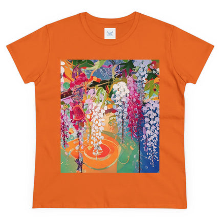 Women's Golden Wisteria Print Midweight Cotton Tee