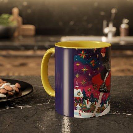 🎁✨ The Lady Of The Christmas Hatbox Colorful Mug – Art Deco Holiday Fantasy