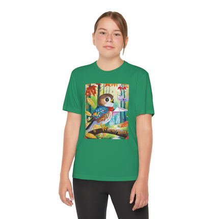 Baby Hawk Plays in Forest Youth Competitor Tee