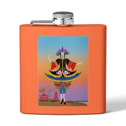 Kabuki Dancer at Twilight Flask – Elegant Performance & Vibrant Fantasy
