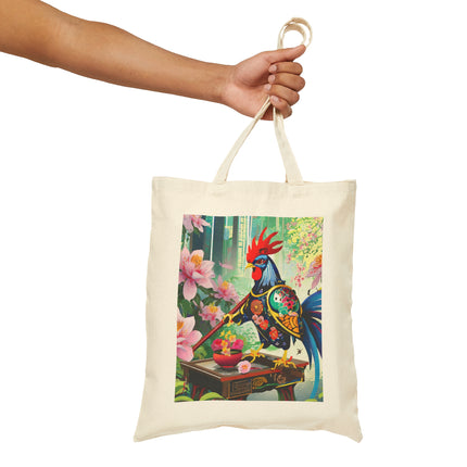Cyberpunk Rooster Cotton Canvas Tote Bag