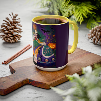 🎭🎃 The Masquerade Beneath The Pumpkin Lantern Colorful Mug – Theatrical Halloween Charm