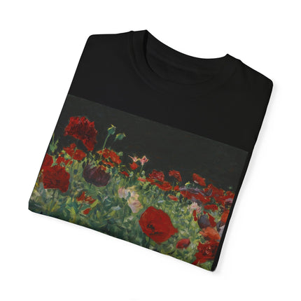 Poppies (A Study of Poppies for Carnation, Lily, Lily, Rose) by John Singer Sargent Unisex Garment-Dyed T-shirt