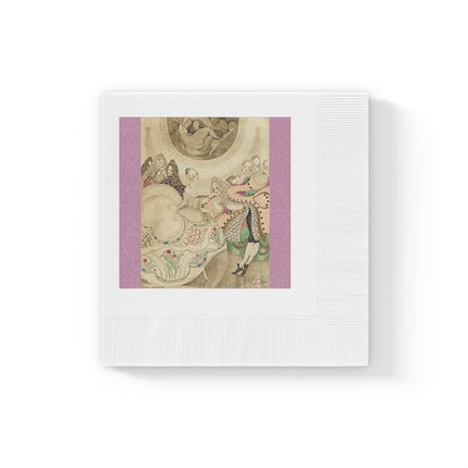 Sur talons rouges (On Red Heels) pl 01 by Gerda Wegener White Coined Napkins
