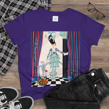 🌸🎭 The Lady Of The Garden Salon Cotton Tee – Art Deco Floral Elegance