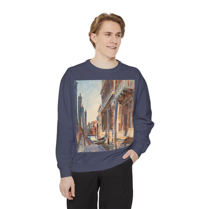Gondola Moorings on the Grand Canal by John Singer Sargent Unisex Garment-Dyed Sweatshirt