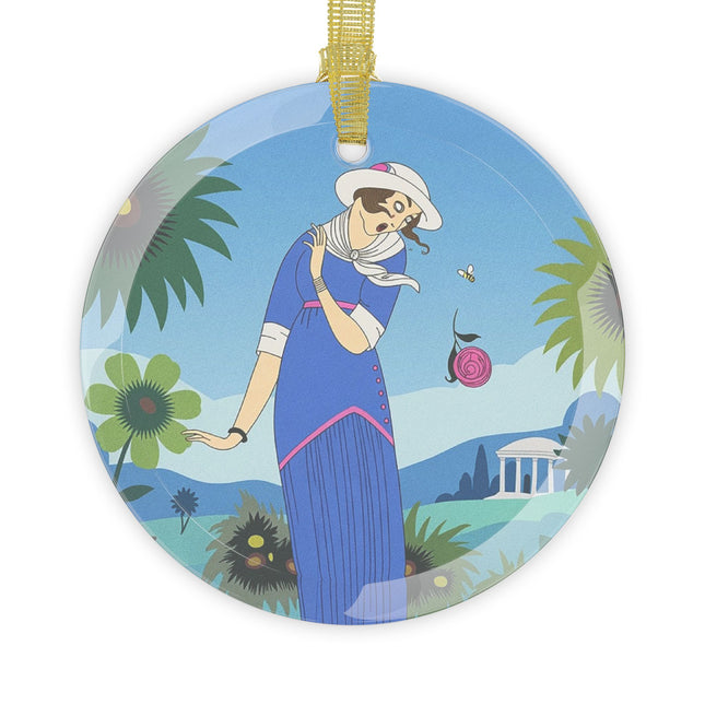 🌻🐝 The Secret Language Of Flowers Glass Ornament – Art Deco Botanical Elegance