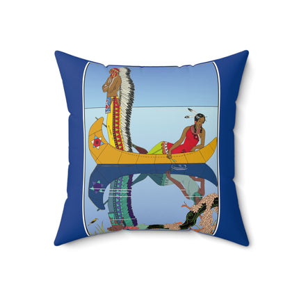 Le long du Missouri (Indian couple on the Missouri River) by George Barbier Spun Polyester Square Pillow