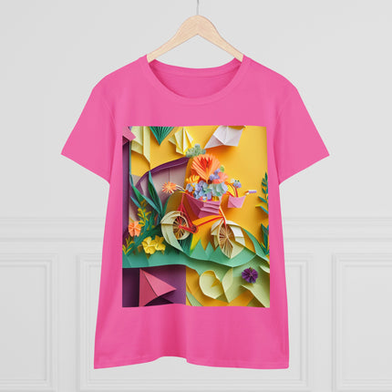Origami Bicycle Women's Midweight Cotton Tee